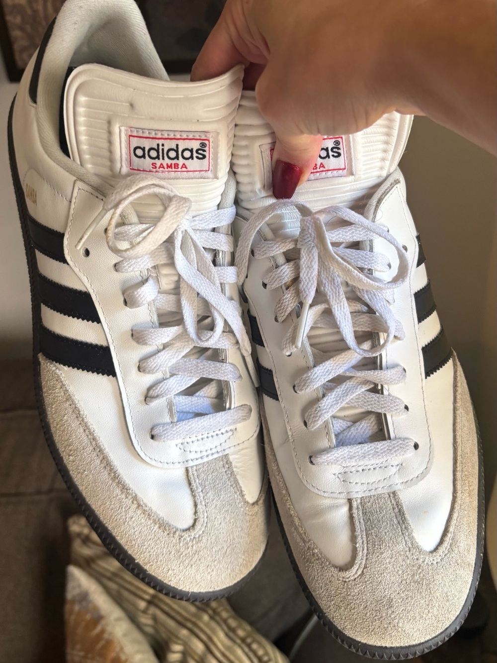 AS NEW!! Adidas Samba Men's White & Black Classic  sneakers 10.5 men - Picture 3 of 12